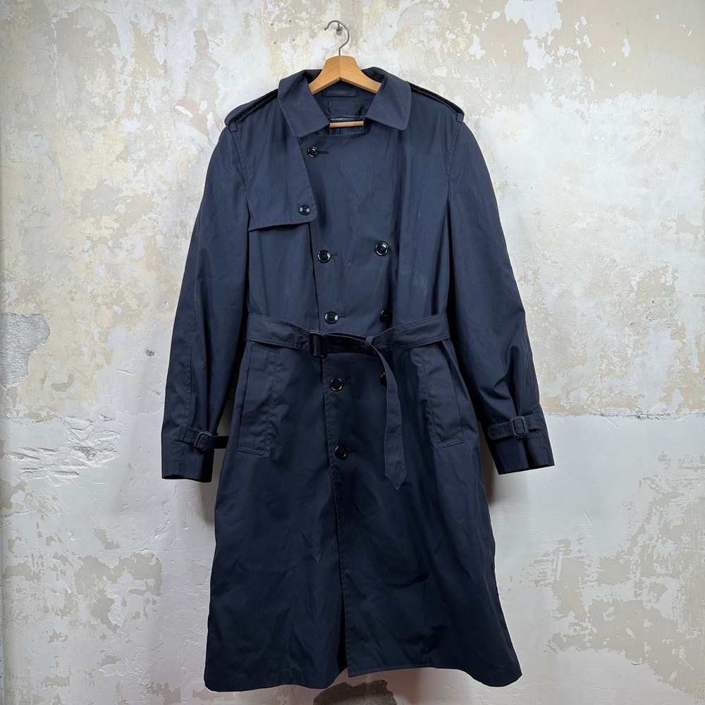 American Apparel Navy Blue‎ Trench Coat Men 40L Double Breasted
